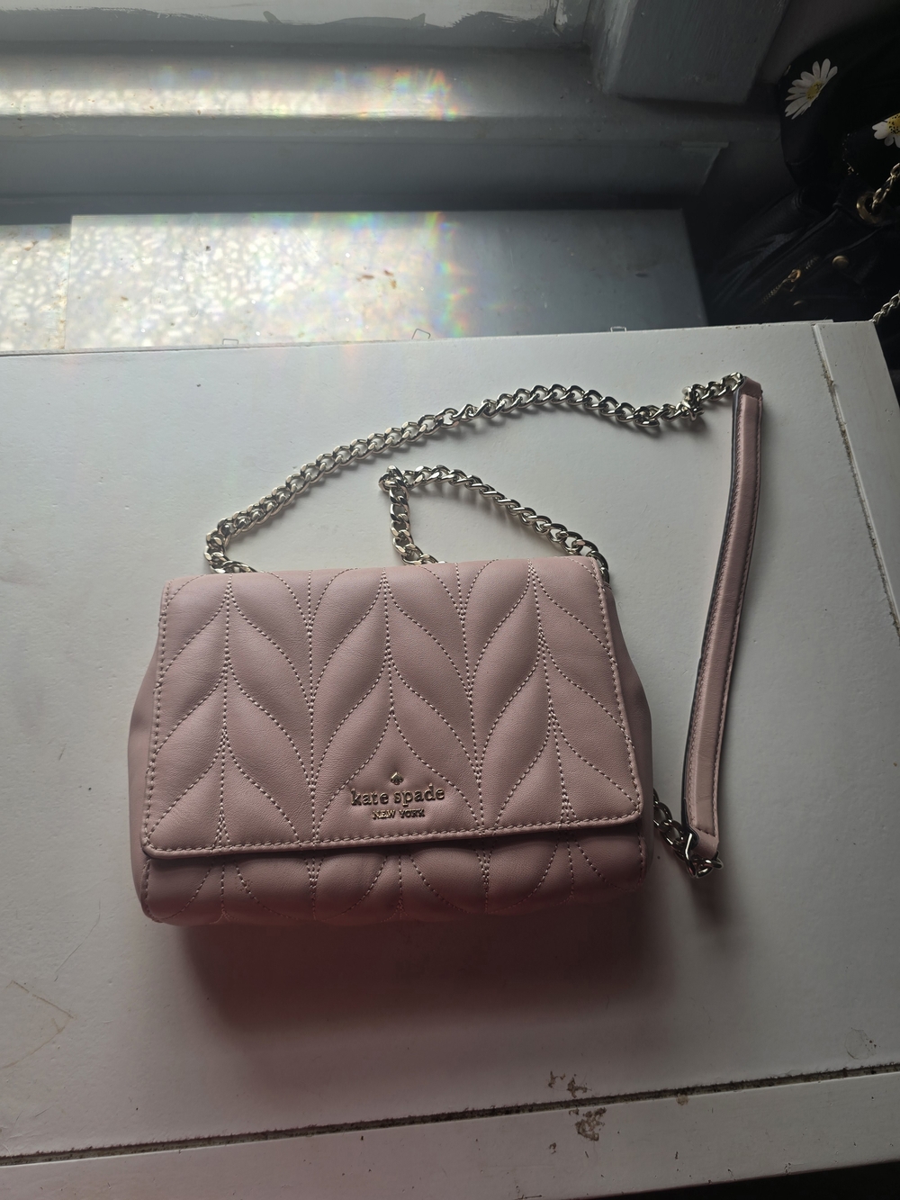 Kate Spade Quilted Light Pink Chain Shoulder Bag